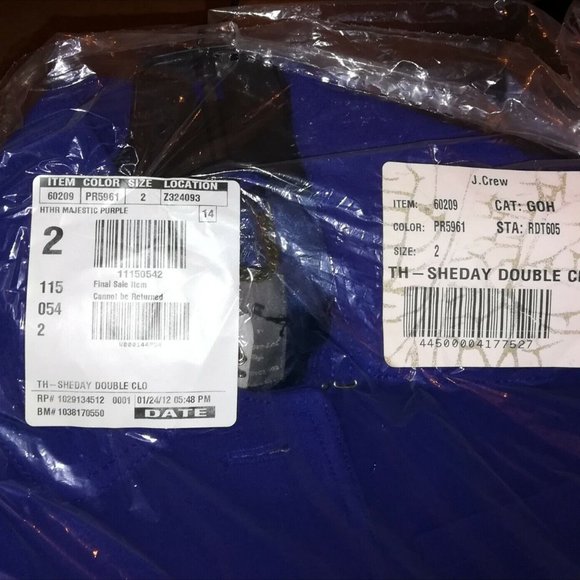 NWT JCrew 2 4 Double Cloth Metro Wool Coat THINSULATE Royal Blue Lady Day - Picture 7 of 11